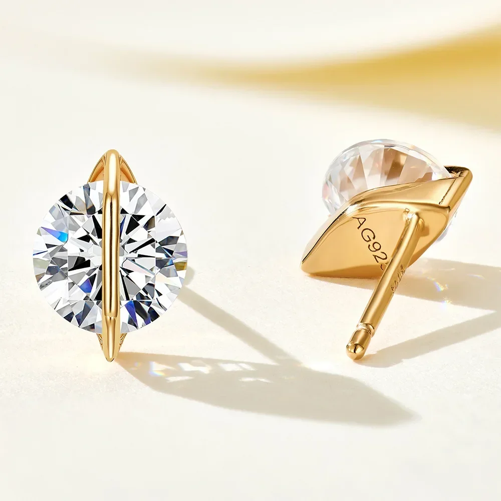 FCGJHW S925 Silver Carbon Diamond Stud Earrings Planet Orbiting Rotatable Solitaire Zircon Studs for Women Gifts Jewelry 2026