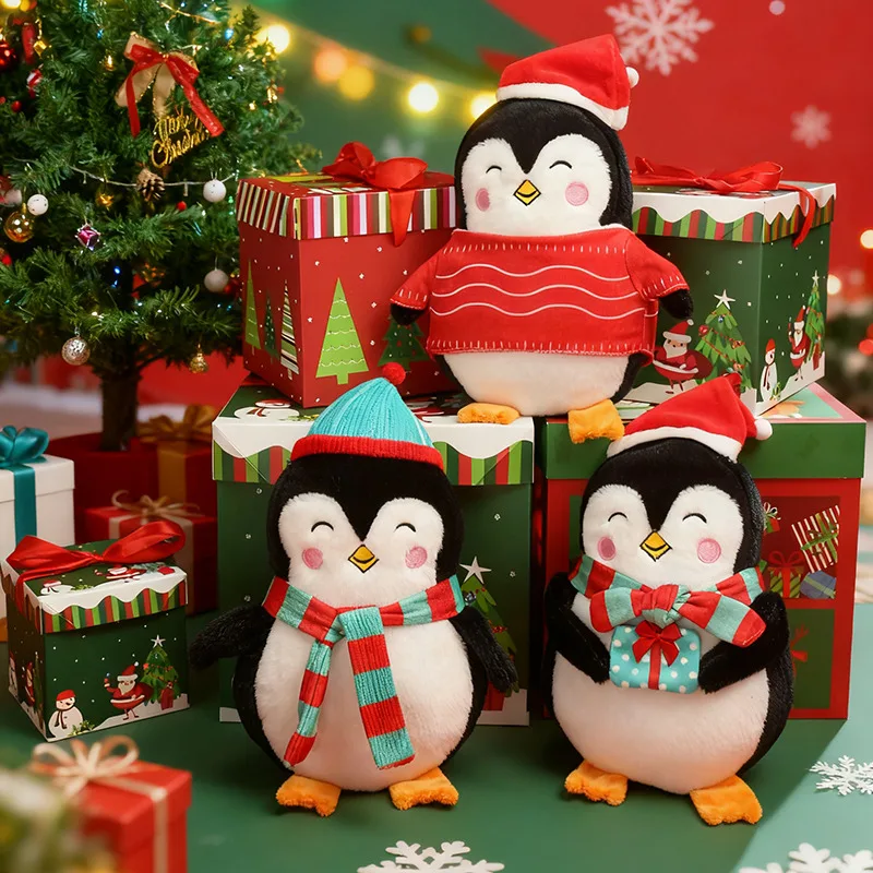Kerst Cartoon Dier Kussen Zacht Gevuld Ijsbeer Pinguïn Kussen Gekleed Rode Hoed Feestdecoratie Prop Gift