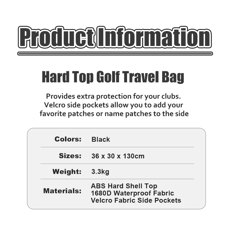 Playeagle 2023 Hot Sale Hard Top Golf Travel Cover Aviation Bag  Protable Folding With Wheels and Hardcase