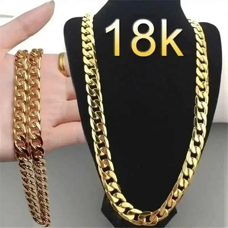 

Специальное предложение: Золотые цепочки 18K с серебряным покрытием (маркировка 925), классическая цепочка 8 мм для мужчин и женщин, изысканные украшения для свадьбы и вечеринок.