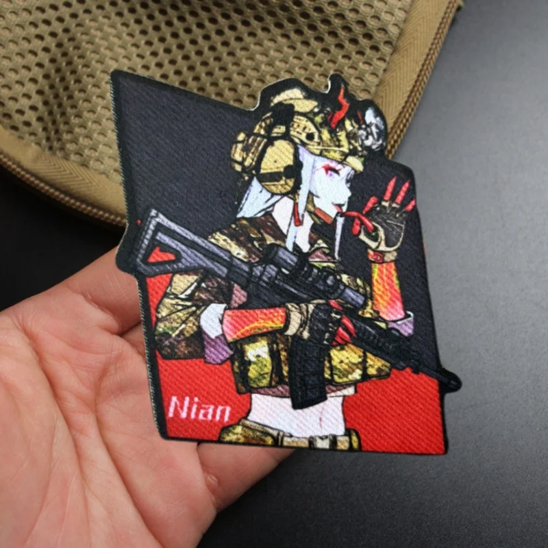 

Tactical Girl with Gun Morale Badge Printed Patch on Clothes Hook Loop Military Patches Backpack Accessories Sticker