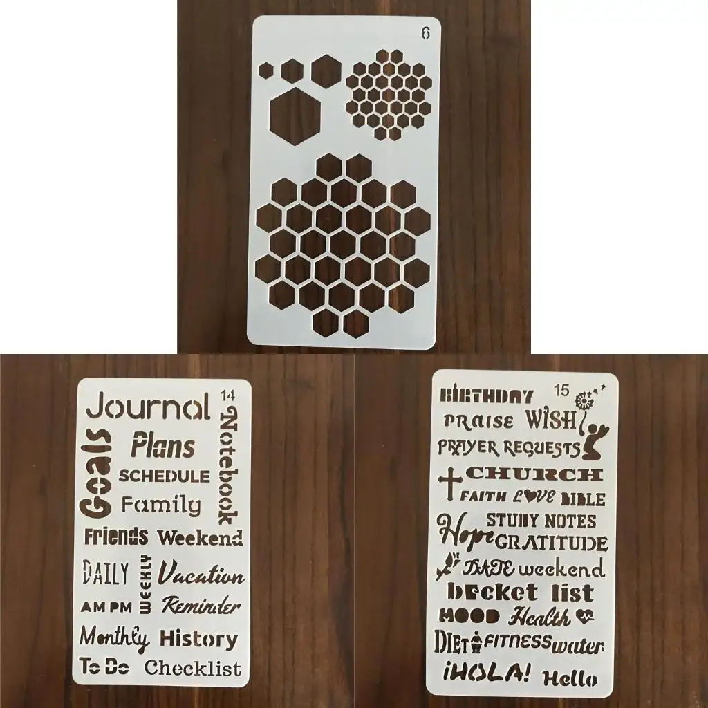 M5TB 18PCS Hollow-out Painting Stencils Drawing Templates Large PET Templates for Kids Students Drawing DIY Journals Planners