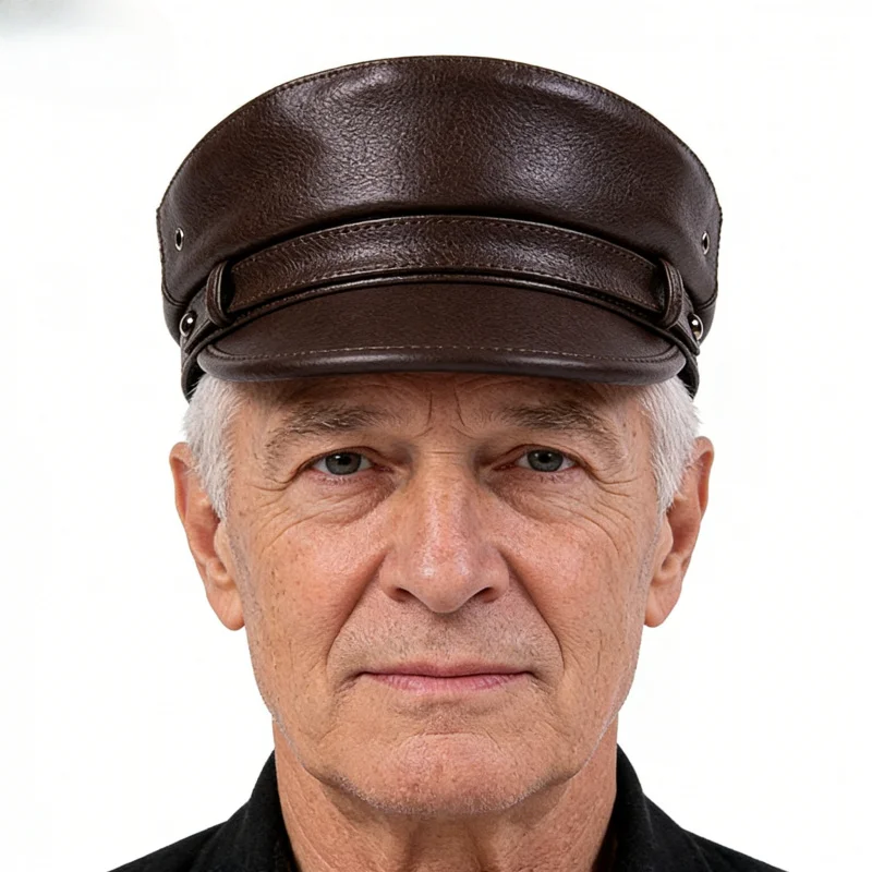 

Unisex Leather Beret Cap, Biker Punk Steampunk Style, Vintage Harley Retro Flat Top Hat for Men and Women