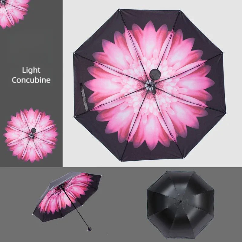 Little Black Umbrella Series Men And Women Flower Sun Anti-uv Umbrellas Ladies Parasol Folding Wind resistant