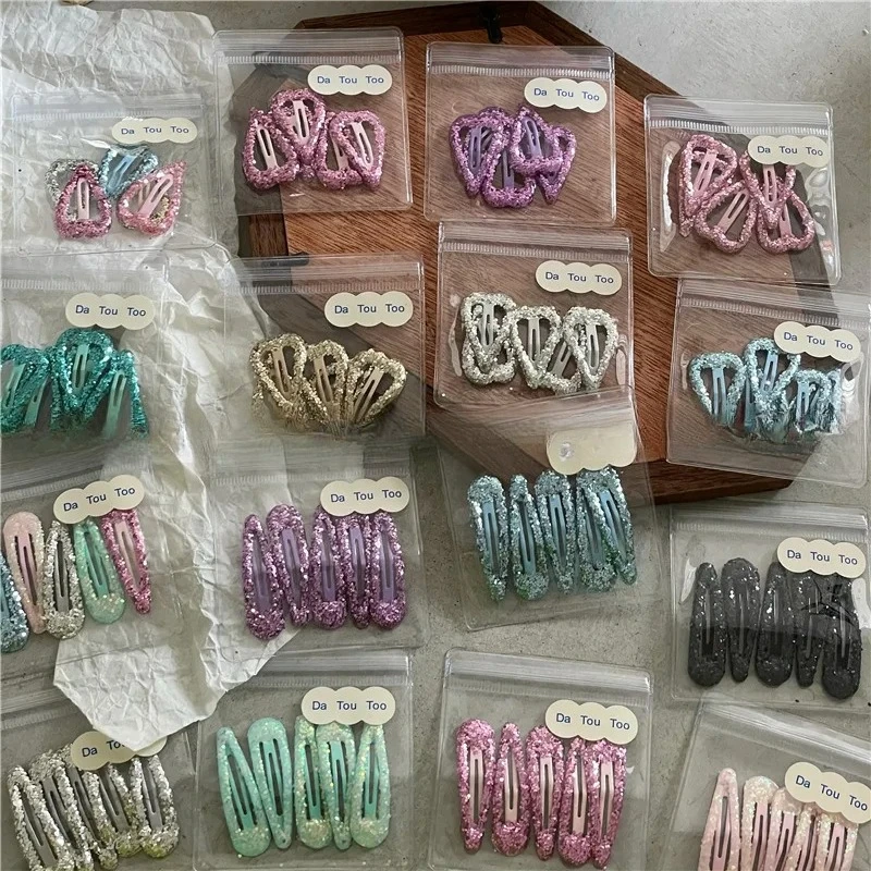 Personalized Colorful Sequins Water Drop BB Clip Bang Clip Sweet Girl Gold Powder Love Heart-Shaped Hairpin Side Clip New - Detail 1
