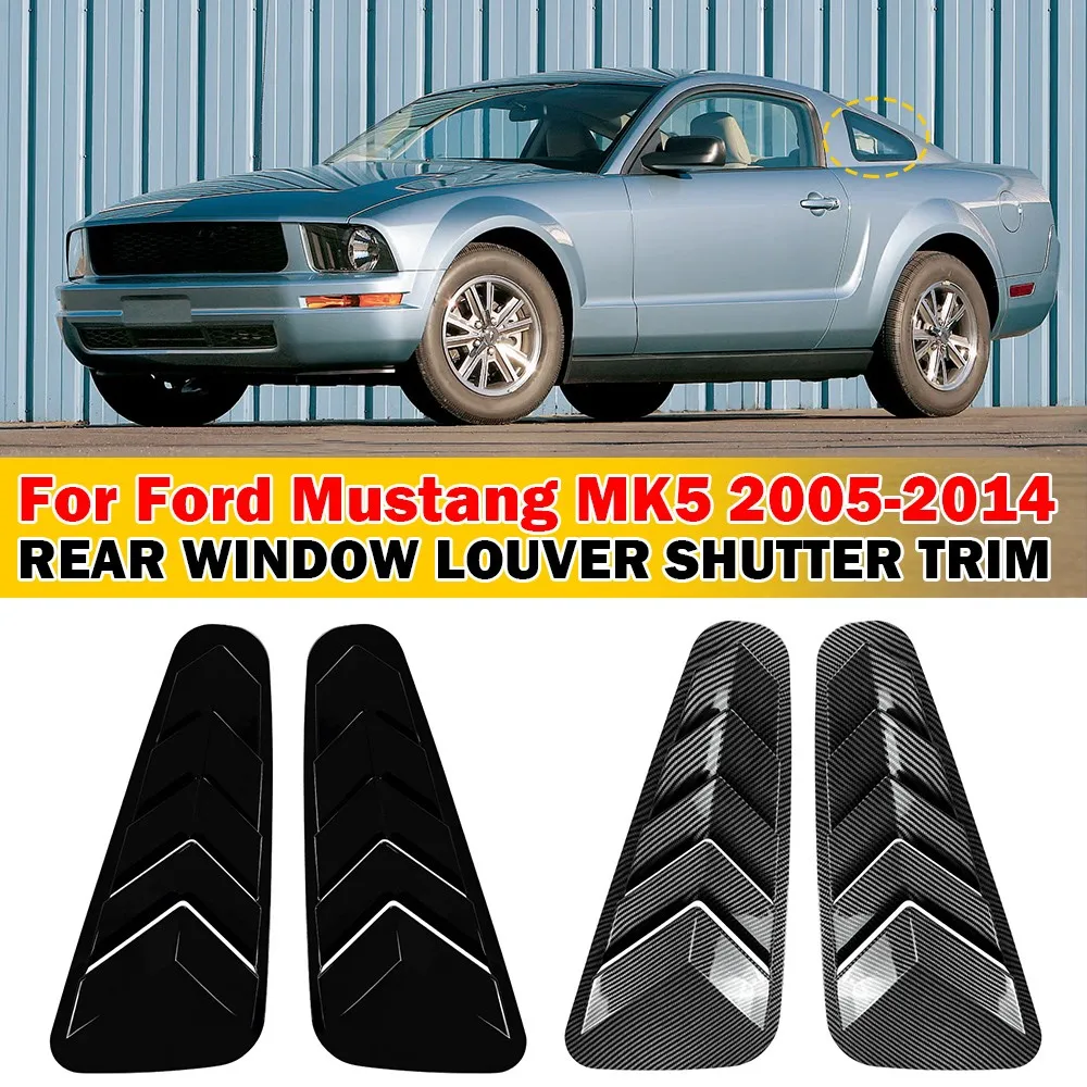 

For Ford Mustang MK5 2005-2014 Car Rear Louver Window Side Shutter Cover Trim Sticker Vent Scoop ABS Carbon Fiber Accessories