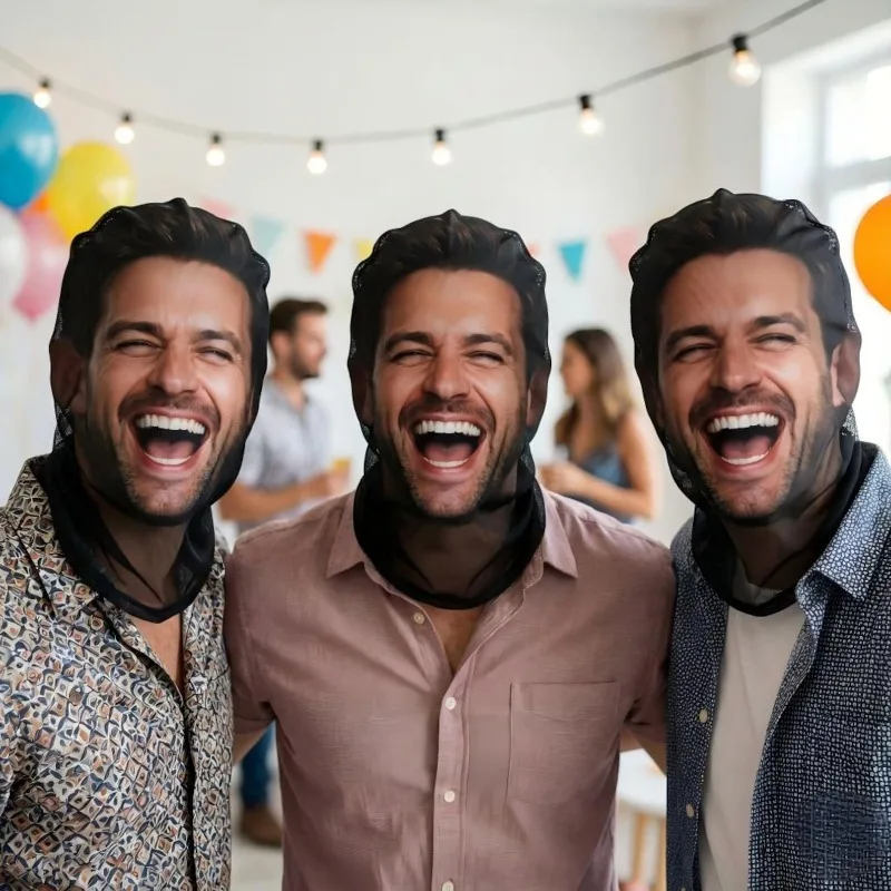 2pcs Custom 3D Photo Balaclava  Generated Funny Faces,Soft Breathable Polyester,Bachelor Party Festival Prank Face fun Mask