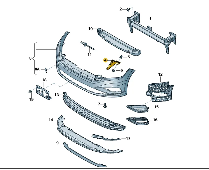Front  Bumper Guide  Profile  Bracket For VW Jetta 7 MK7   17A807183    17A807184
