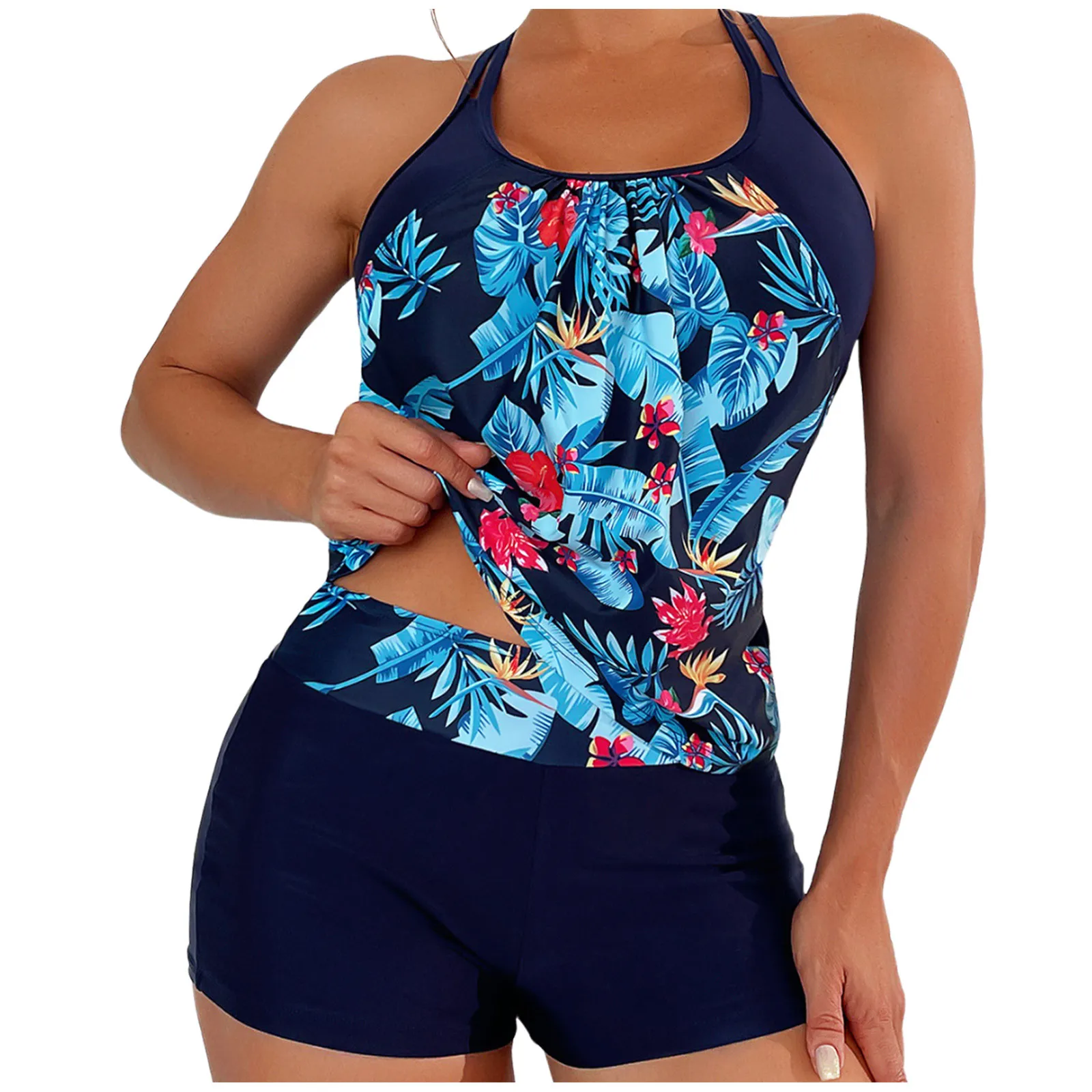 Matching Swimsuits 2024 Two Piece Women Tankini Bathing Suit Beachwear Square-Neck Bathing Suits Female New In Matching Sets