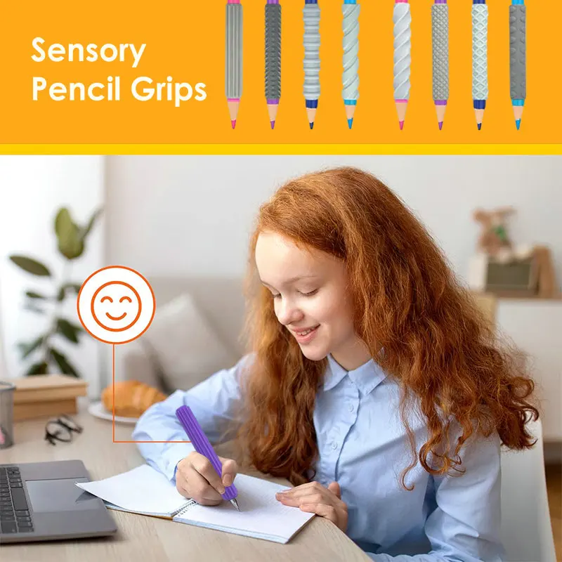 Strukturierte sensorische Bleistiftgriffe, Silikon-Zappelspielzeug für ADHS, Autismus, Stressabbau, Fingerfähigkeiten, Training für Kinder und Erwachsene, Klassenbüro