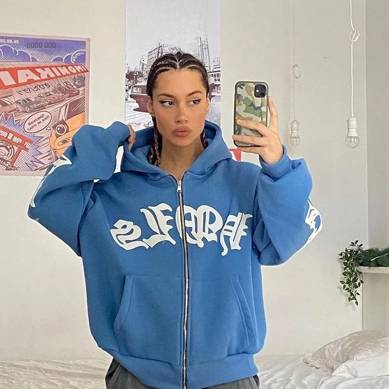   جديد المرأة الشارع Sle هوديي منتفخ زيبر مقنعين البلوز طويل Sve تخفيف Faion ألياف البوليستر الشارع الشهير