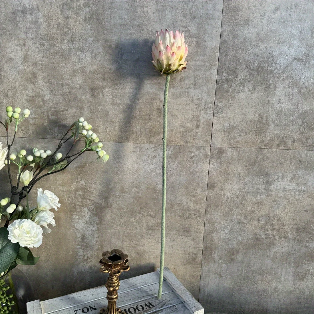 2 Stück künstliche nordische Distelblumen, Kaiserblumen, Blumen für Hochzeit und Verlobung, Party, Zuhause, dekorative Blumen – Detail 1