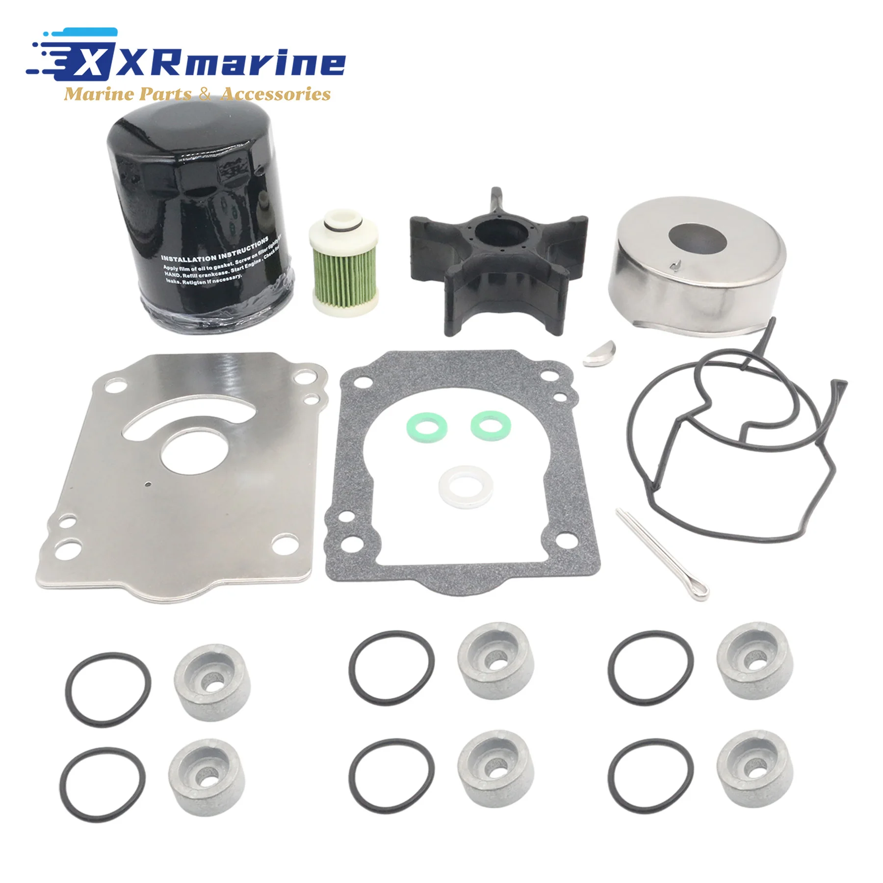 17400-96832 Maintenance Rebuild Kit W/ Fuel Filter Compatible with Suzuki Outboard Motors 15412-92J00 55321-87J00 16510-96J10
