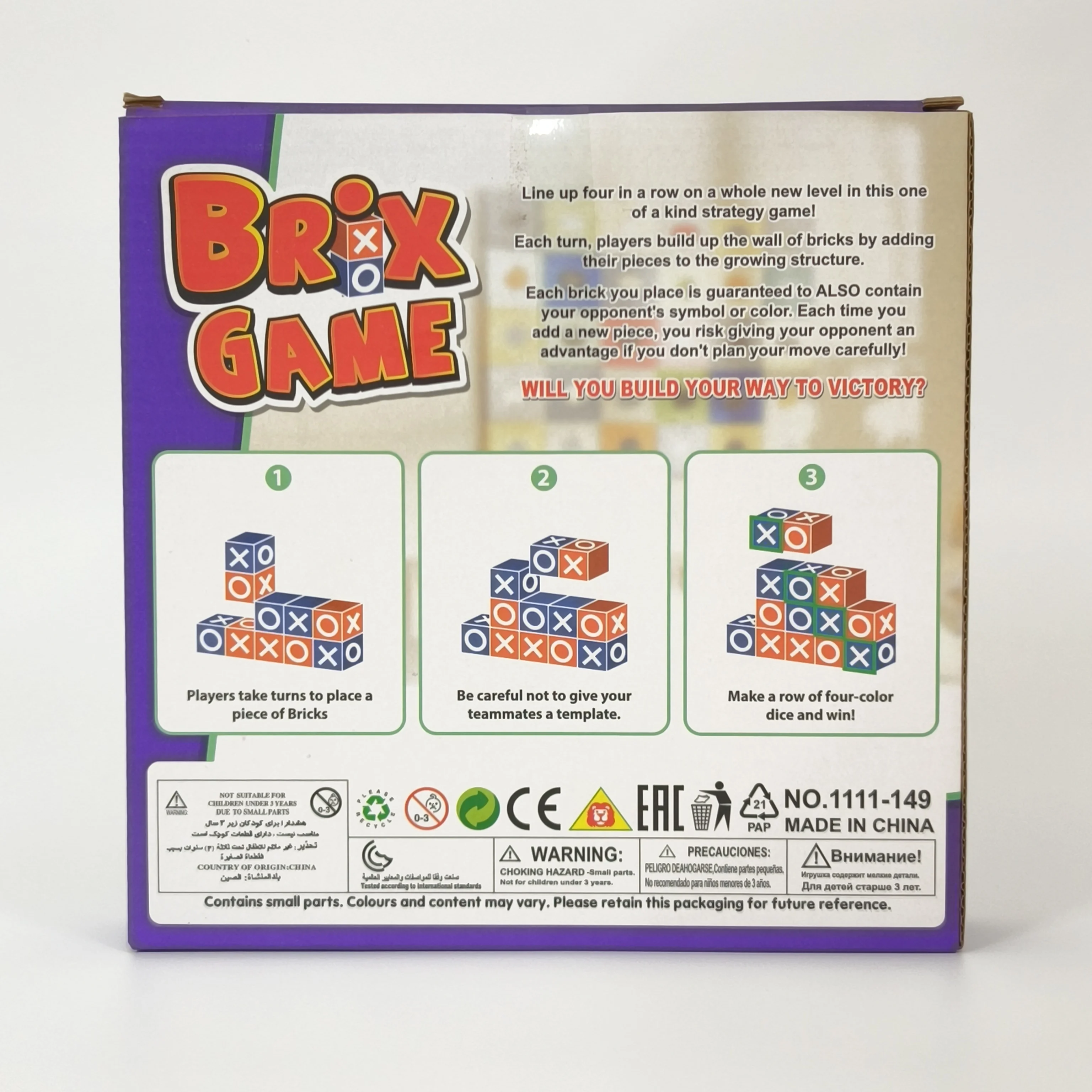 Four in a Row Board Game Colorful Plastic Block Matching Stacking Tic Tac Toe Bricks Strategy Toys for Kids and Parents