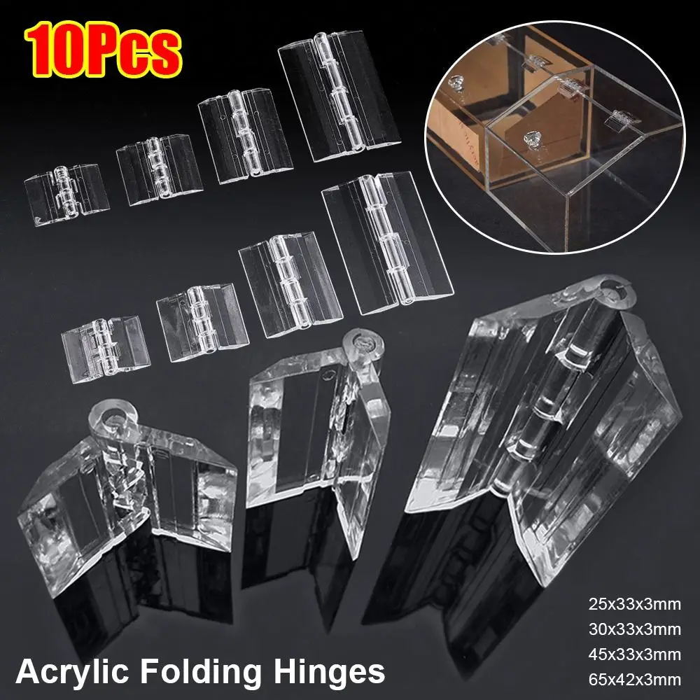 10Pcs Durable Transparent Folding Hinge Acrylic Foldable Door Hinges 270 Degree Clear Furniture Hardware DIY Cabinet Door Box
