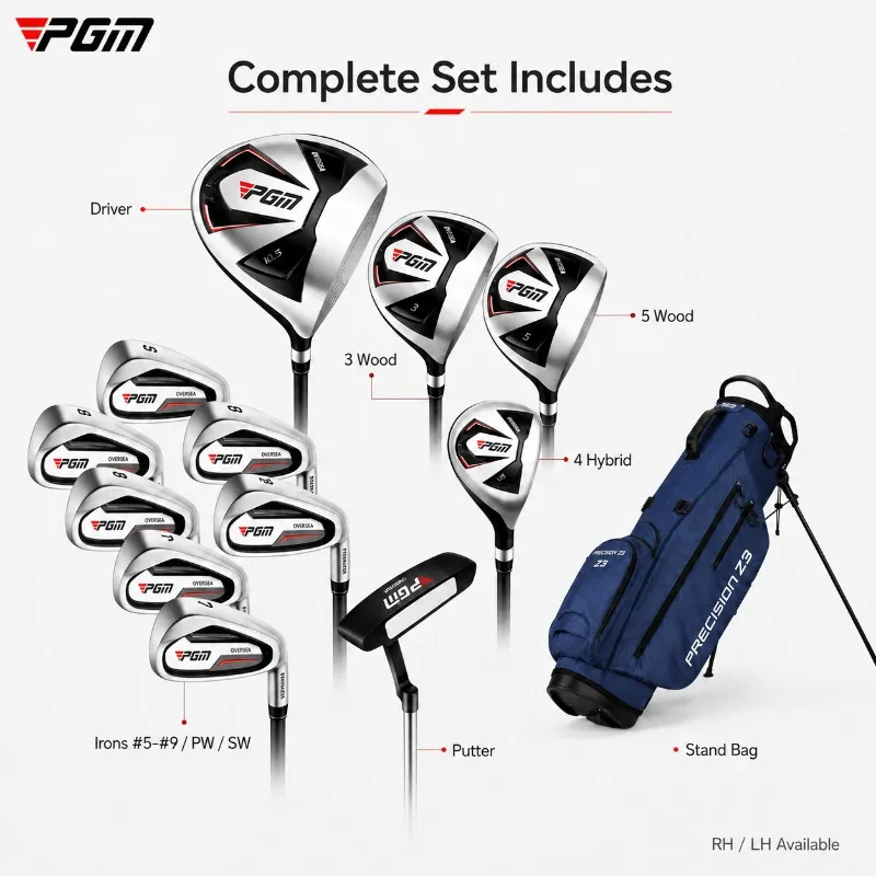 PGM Men's Golf Club Set RH LH Complete Golf Clubs Driver Wood Hybrid Irons Putter Bag MTG051