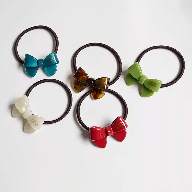 1pc gold-standard acetate bowknot simple basic hairband for women, elastic and durable hair tie, versatile hair ring