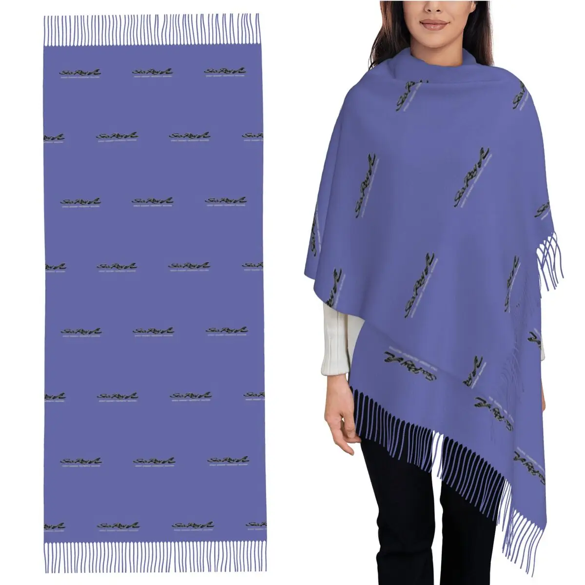 

Sea Ray Boat Black Letter Logo Scarf Tassel Scarves Women Soft Warm Shawls and Wraps Large Fall Winter Shawl Wrap