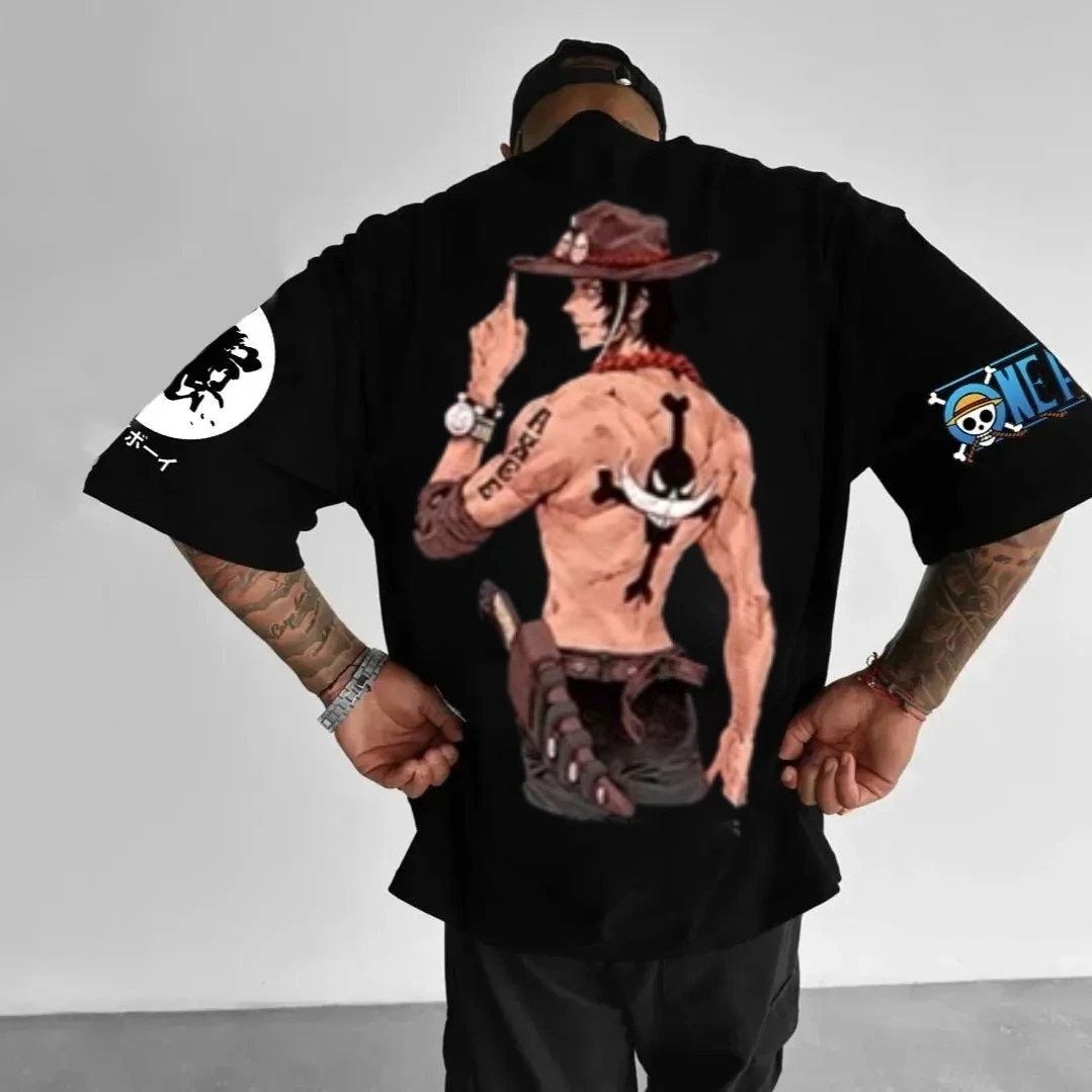 Bandai Anime Baumwolle Kurzarm Ruffy Anime Derivatives 2025, bedruckte Kurzarm-T-Shirts aus Baumwolle für Herren und Damen