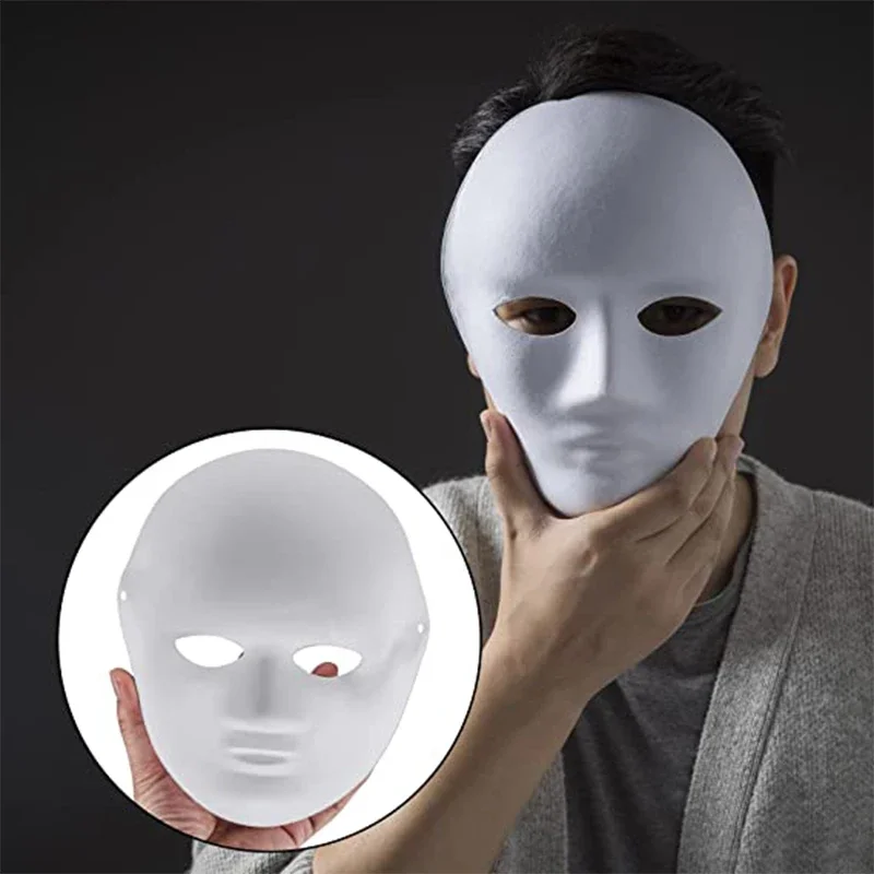 1/5pcs DIY Full Face White Masks Halloween Costumes DIY Blank Paper Painting Mask Dance Ghost Cosplay Masque Party Mask Men Wmen