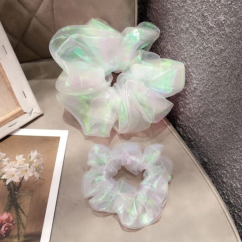 Organza Scrunchies Women Elastic Hair Band Korean Elegant Ponytail Holder Rubber Tie Band Hair Accessories