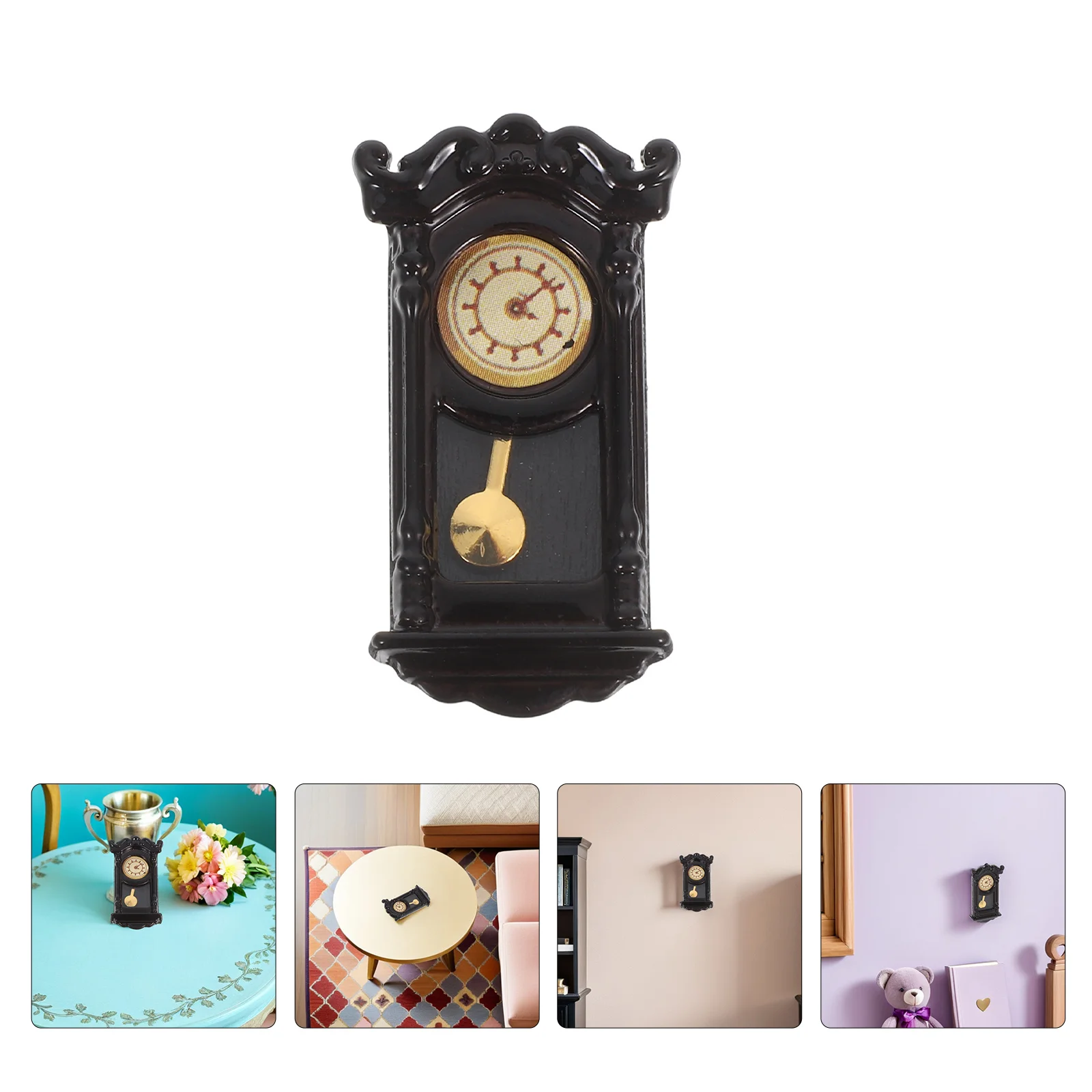 

2Pcs Miniature Vintage Wall Clock Retro Hanging Pendulum Small House Decor Simulation Wall Clock for Mini Furniture