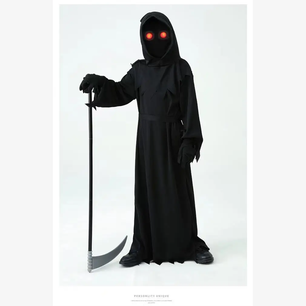 Crianças loween horror reaper traje cosplay playwear sem marca traje de palco tradicional étnico feminino wear