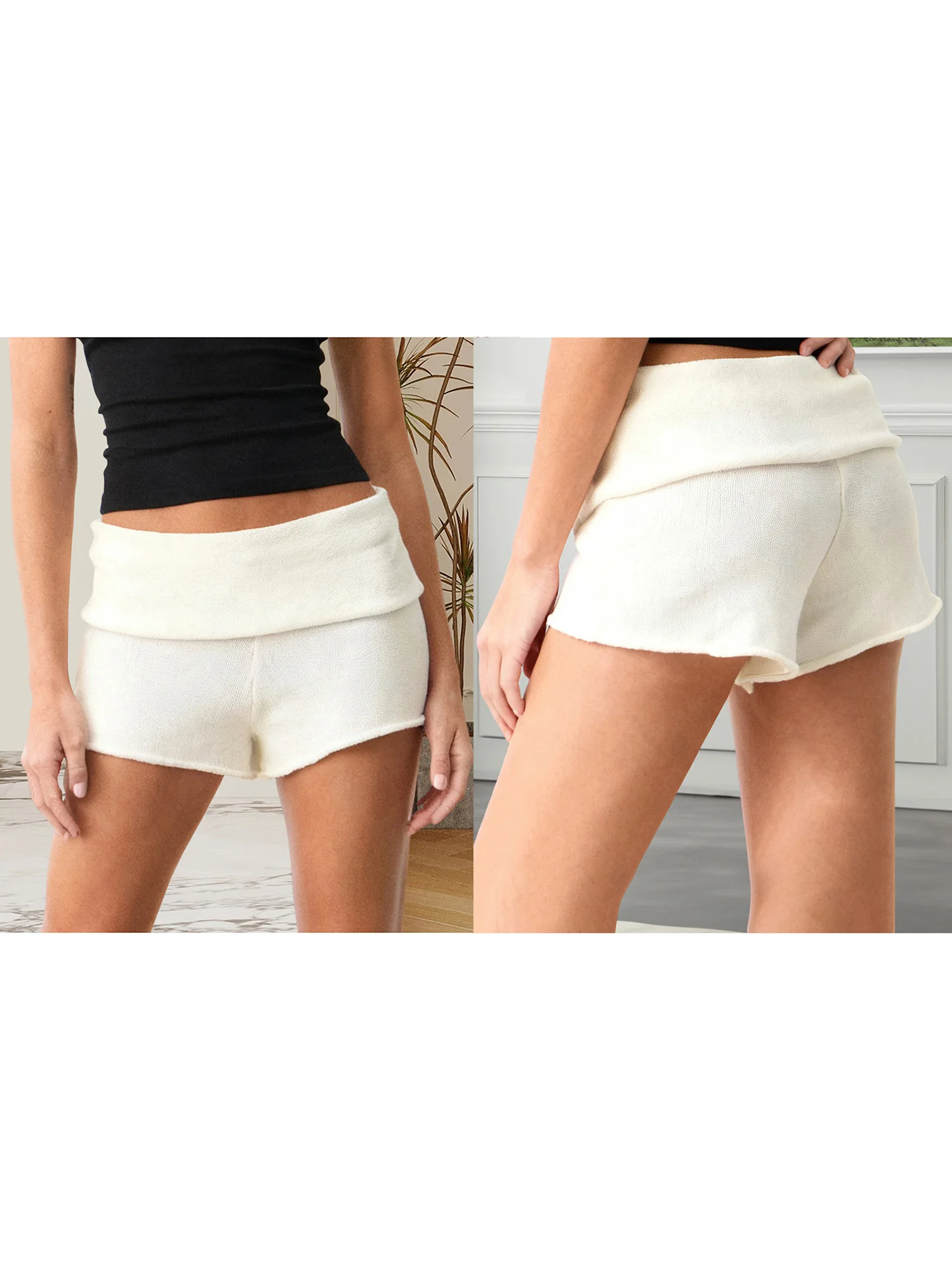 

Женские джинсовые шорты с высокой талией, потертым краем и потертыми деталями для летней повседневной одежды