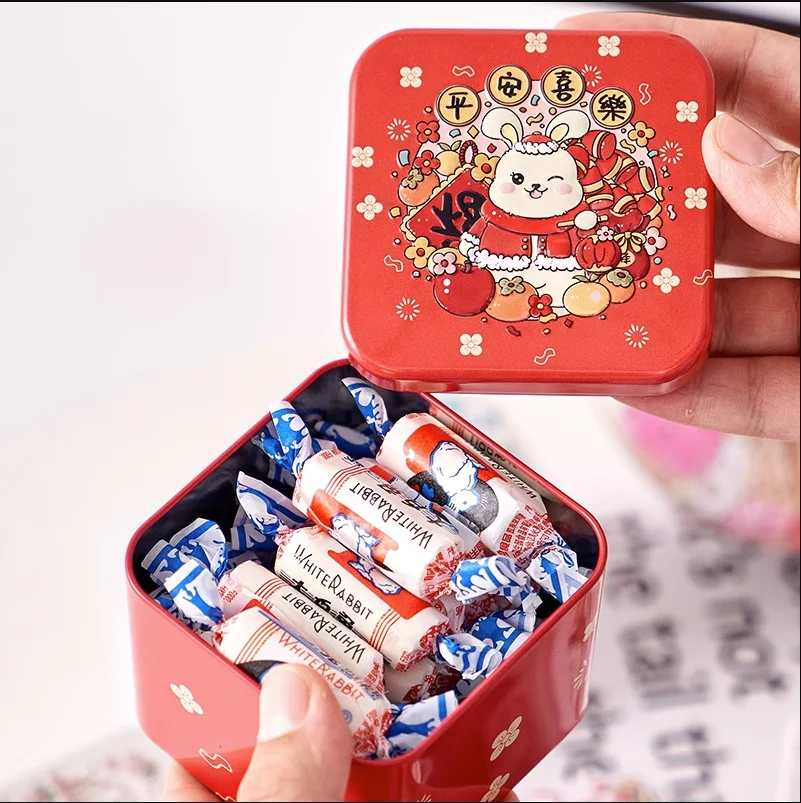 1PCS Exquisite 3D Rabbit Candy Tin Box Small Square Tea Coffee Storage Organizer Children Gifts for Home Wedding Decorations