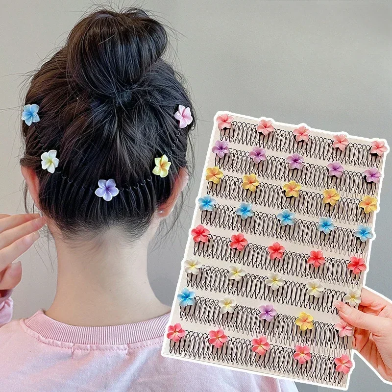 Cabelo Quebrado Organizador para Mulheres e Meninas, Flor Hairpin, Invisible Bangs Clip, Fixed Insert Comb, Tiara Headband, Trança Acessórios, Doce