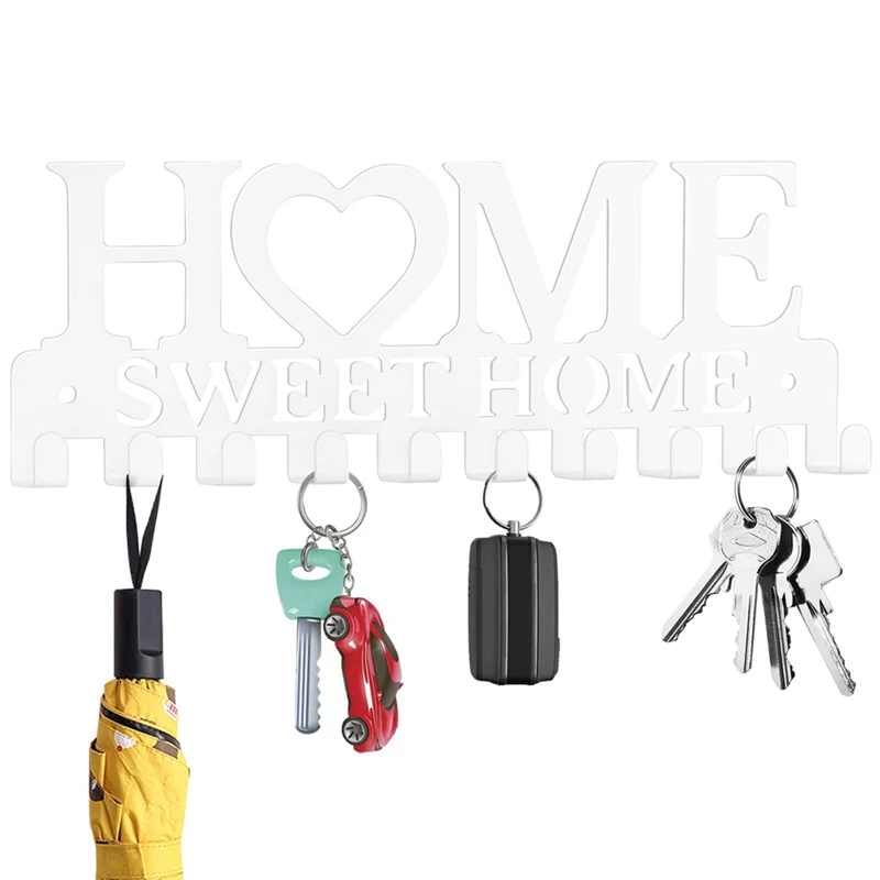 

AS94-железная вешалка для ключей, настенная декоративная полка для ключей, органайзер, держатель для ключей для прихожей, двери, прихожей, гаража, белый, прочный