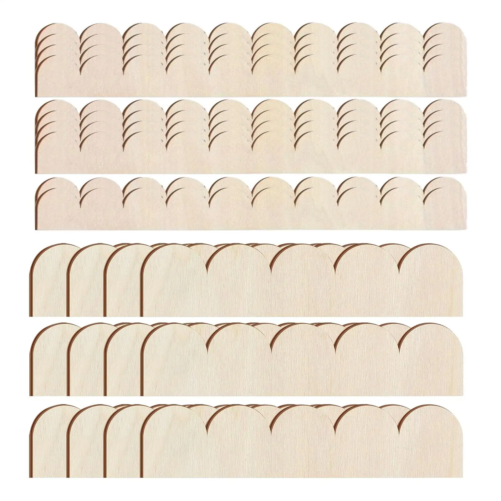 24pcs Fan-shaped Decorative Wooden Strip Wood Border Trim Scalloped Unfinished Decorative Edge Wooden Strips Diy Home Decoration