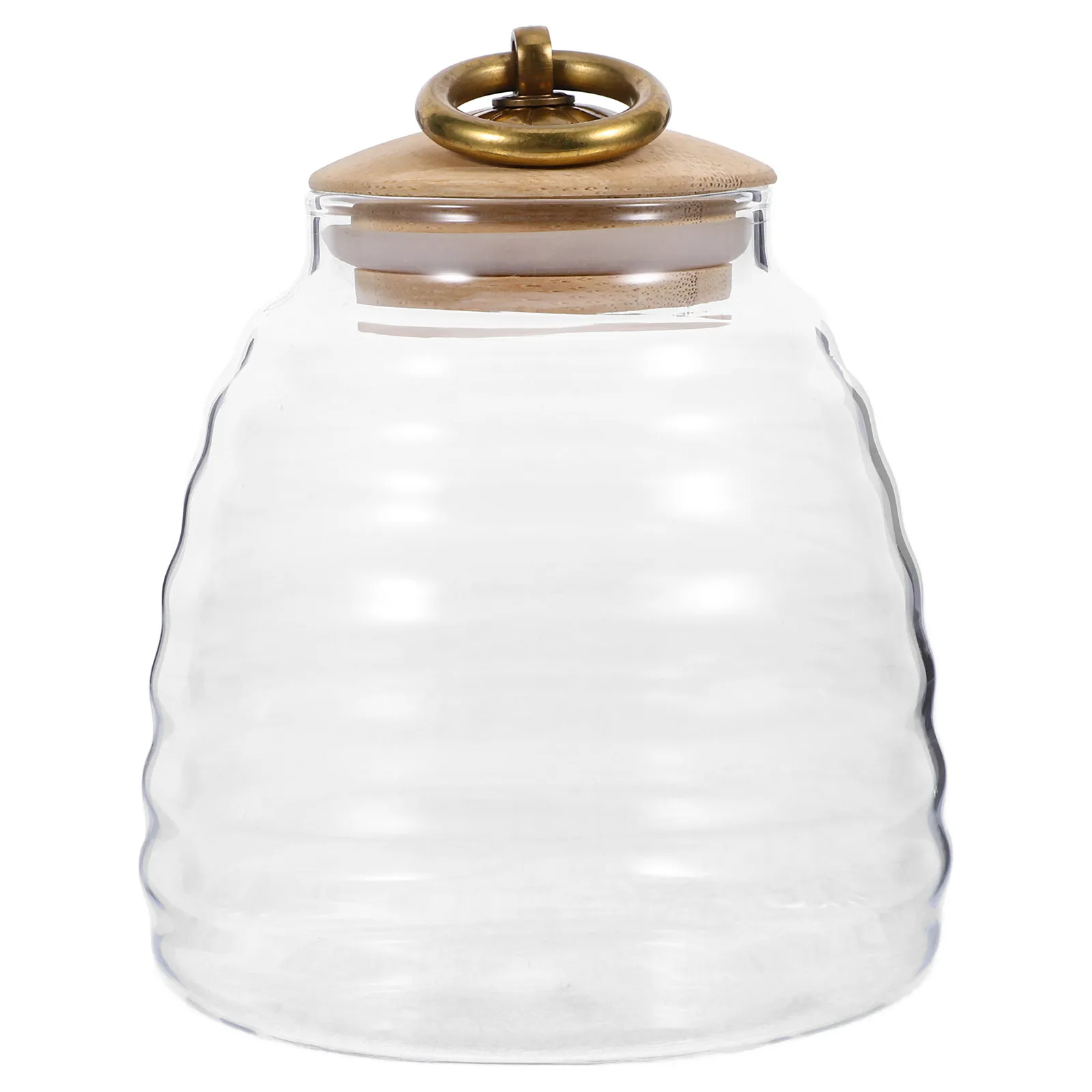 

1pcs Glass Honey Jar Transparent Lidded Food Storage Container Honey Dispenser Syrup Jar Lightweight Compact Design Kitchen