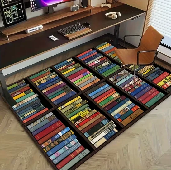 The Library Bookshelf Anti Slip Carpet and Vibrant Spine Design Are Decorating Living Rooms Bedrooms Dormitories and Gardens