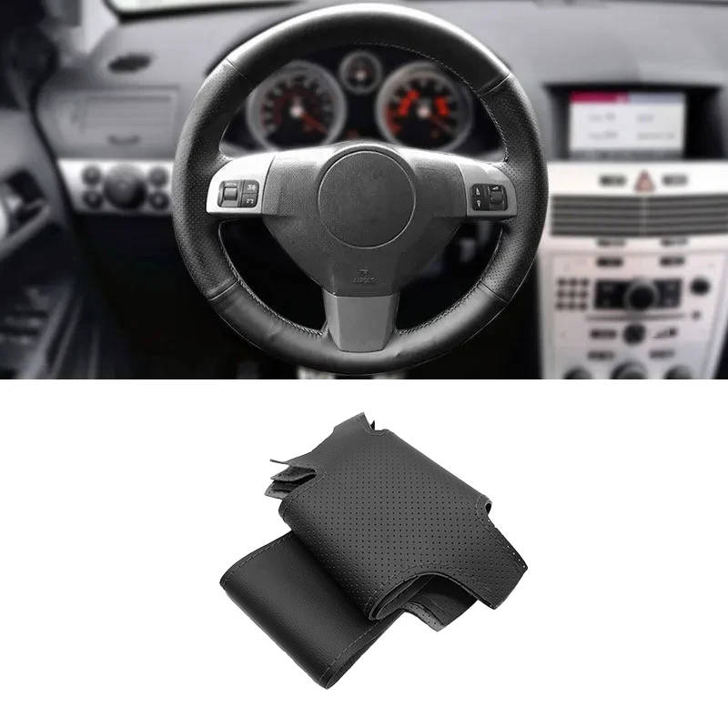 For Opel Vauxhall Holden Astra H 2004-09 Signum Vectra C 05-2009 Zaflra B Steering Wheel Hand Stitched Black Leather Cover Trim