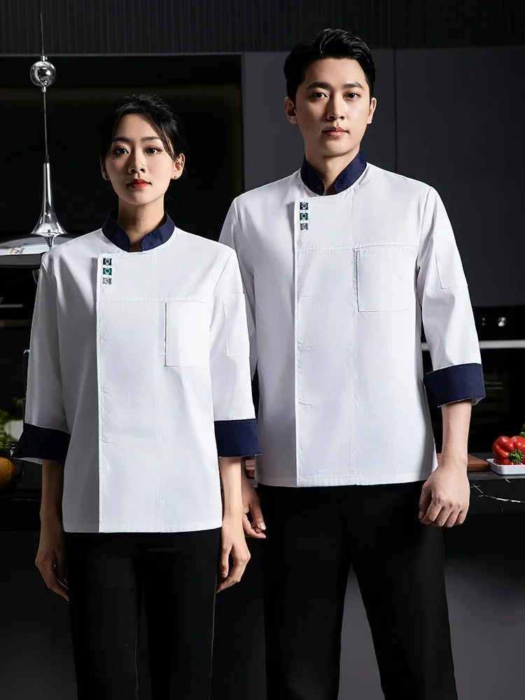 Camisa de Chef para servicio de Catering, uniforme de cocina para restaurante, ropa de trabajo clásica, chaqueta de cocinero, panadería, cafetería, camarero/camarera