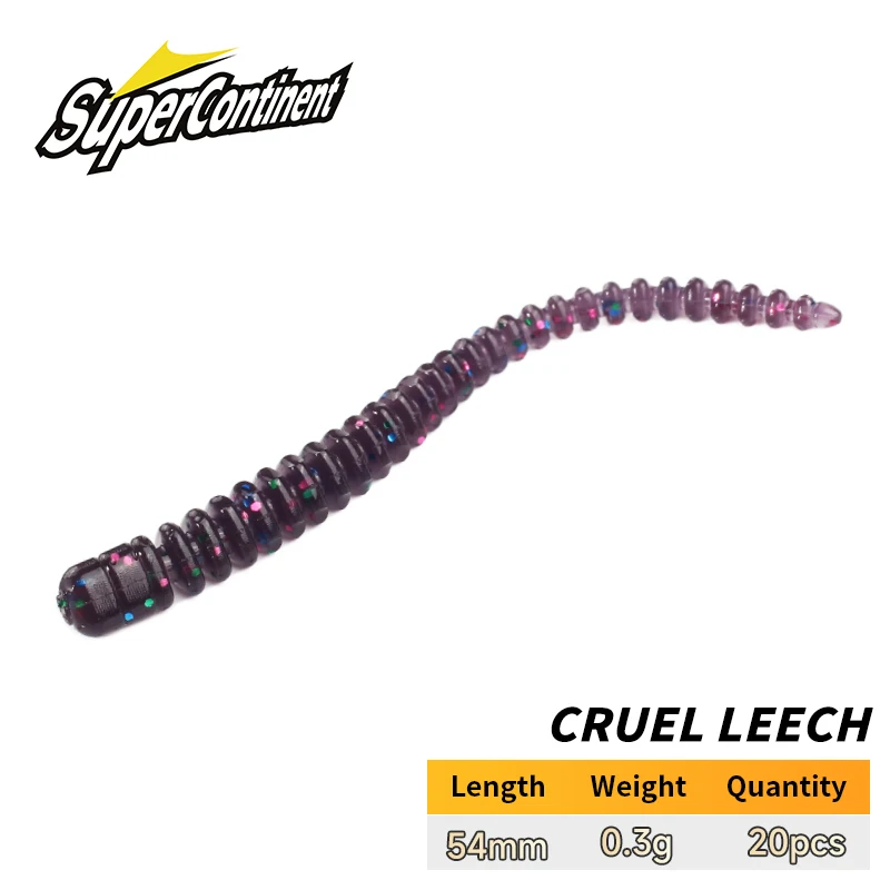 Przynęty miękkie Cruel Leech 54mm/20szt. Sztuczne przynęty wędkarskie Robaki morskie Dżdżownice Przynęty miękkie Wobblery