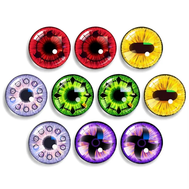 New Glass Eyes Cabochons In Pairs 12MM-30MM Round Dome Dragon Cat Animals Eye Dolls DIY Jewelry Accessory MIX Pupil Eyes ﻿