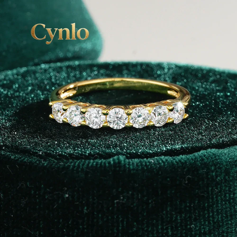 Cynlo Jewelry 100% Real 18k Gold Ring Seven Star Row Ring Ring Women's Moissanite Diamond Ring