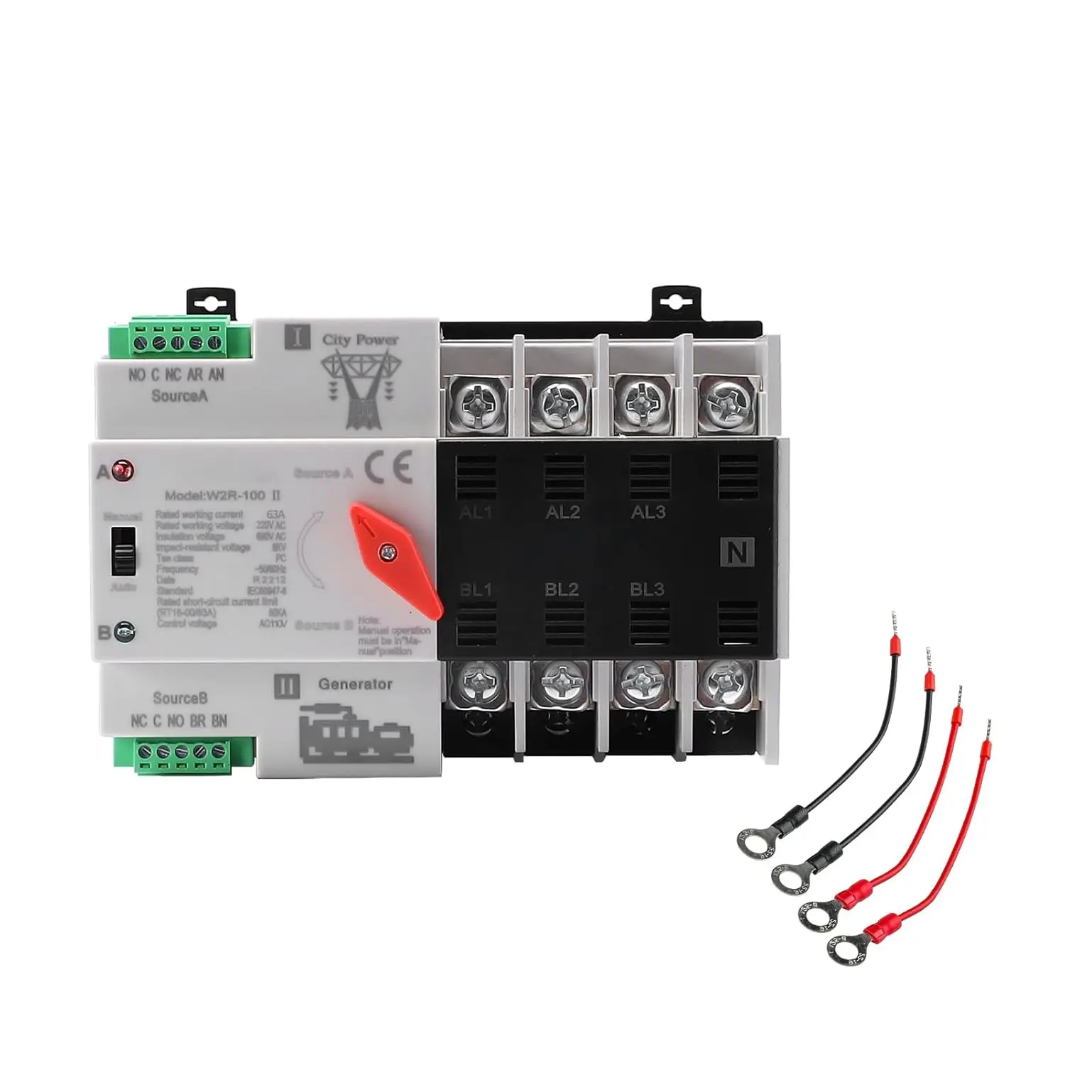 

Автоматический переключатель 63А 4P AC220V 50/60Гц для домашнего генератора и резервного питания от солнечной энергии