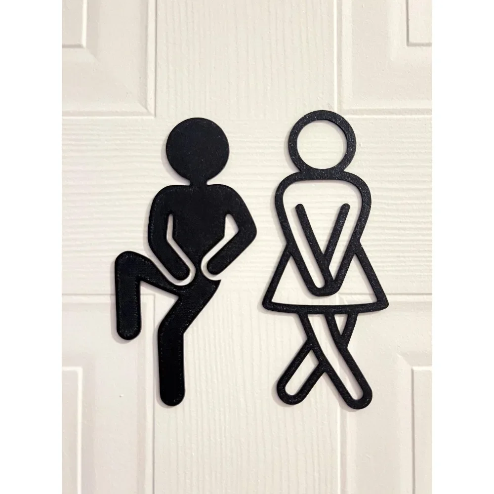 CIFBUY 1pc 3D Printed Toilet Sign, Minimalist Restroom Wall Art, Modern Bathroom Decor for Men & Women, Hotel Home Restroom