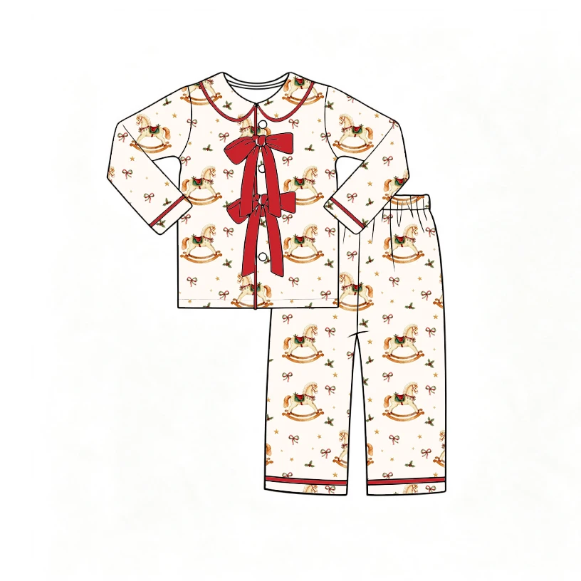 New Thanksgiving Pumpkin Print Blue Ruffled and Bow Long-sleeve Top and Pants Girls Boutique Set view 5