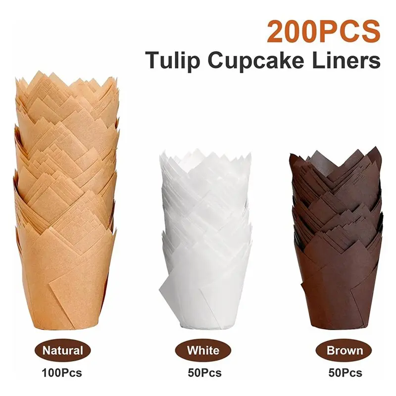 HLZS-800Pcs Tulip Cupcake Liners, Muffin Liners Holders For Baking Cups, Greaseproof Cupcake Wrappers For Party, Christmas