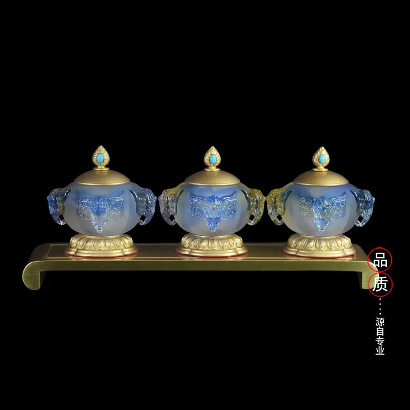 Glass Buddhist Shrine Offering Guanyin God of Wealth Buddha Front Holy Water Purification Cup Buddhis