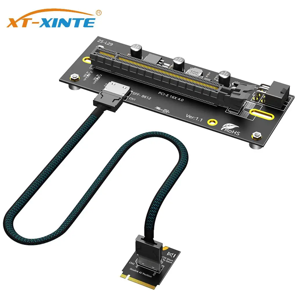 M.2 M-Key 2230/2280 to PCIe 4.0 X16 with Oculink SFF-8612/8611 Extension Cable As External Graphics Card PWR ATX 6PIN/ATX 24PIN