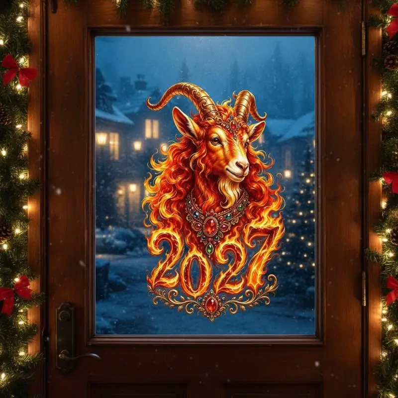 2027 Year of the Sheep Zodiac Wall Stickers No Residue Self-Adhesive Decals for Lunar New Year Living Room Window Decor