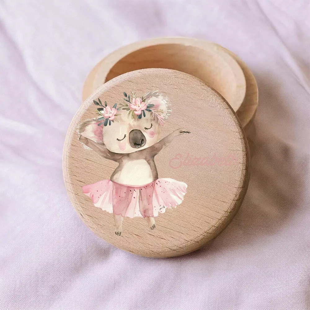 Personalized Tooth Hair Keepsake Box Custom Name/Initials Suitable for Boys Girls Beech Wood Growth Memory Organizer with Teeth