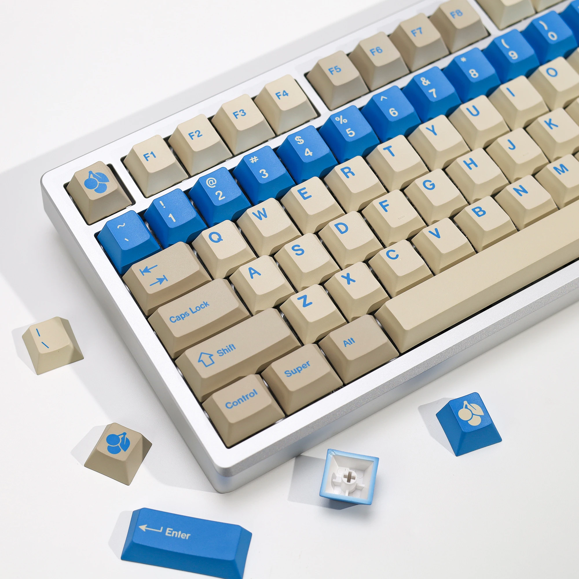 KBDiy 143 Keys GMK Blue Alert Keycaps Korean Retro PBT Keycap Cherry Profile For Mechanical Keyboard Game MX Switches 60% 64 75