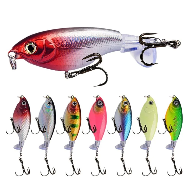 Multi-Color Surface Tractor Lure with Soft Rubber Propeller Tail for Different Fishing Environments