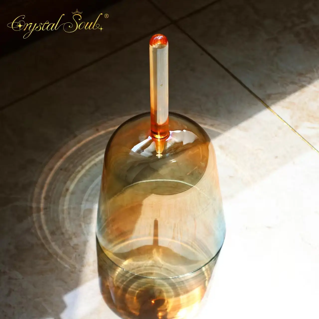Crystal Soul Deep Blue Buddha Light Gradient Handheld Alchemy Crystal Bowl for Sound Healing Handheld Crystal Singing Bowl